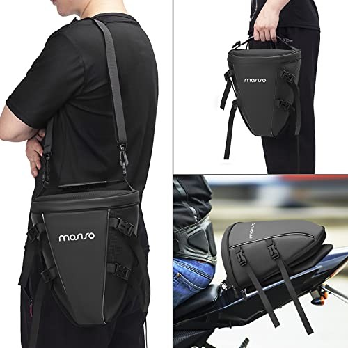 Motorcycle Tail Bag Multifunctional Waterproof Polyester Storage Saddle Black