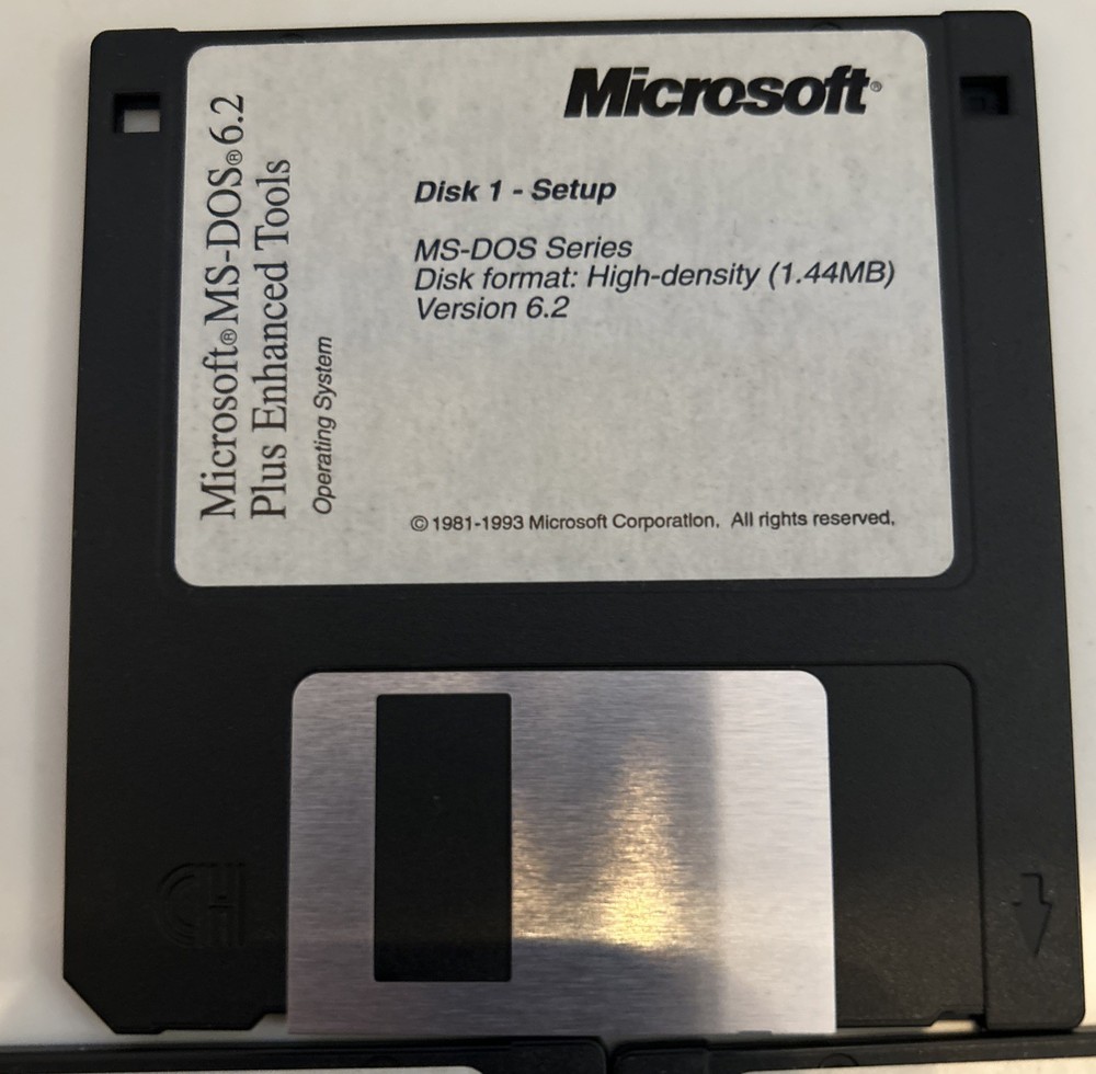 Microsoft MS-DOS 6.22 Plus Enhanced Tools 3.5” Floppy Disks 1-3