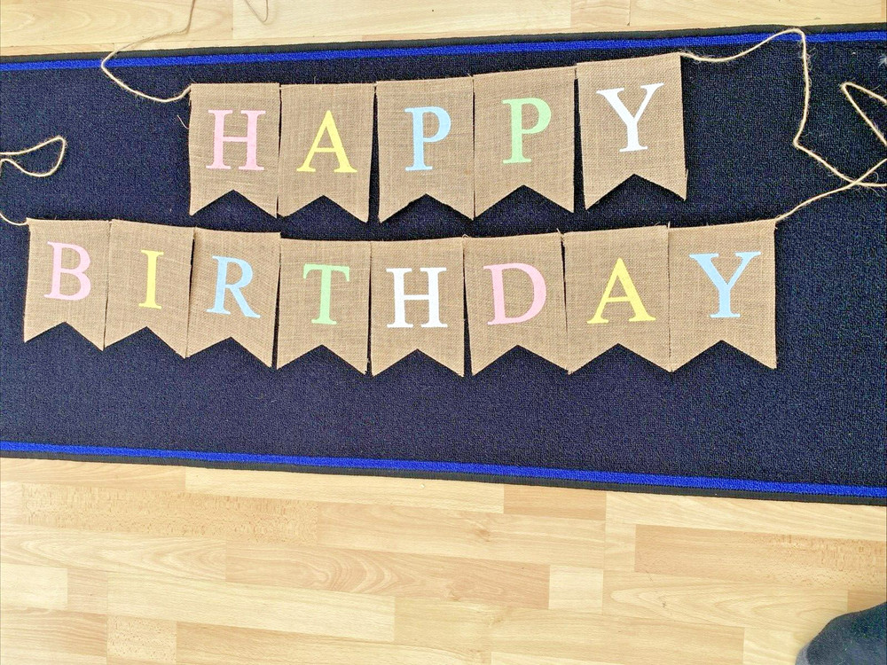 Happy Birthday Hessian Bunting Banner