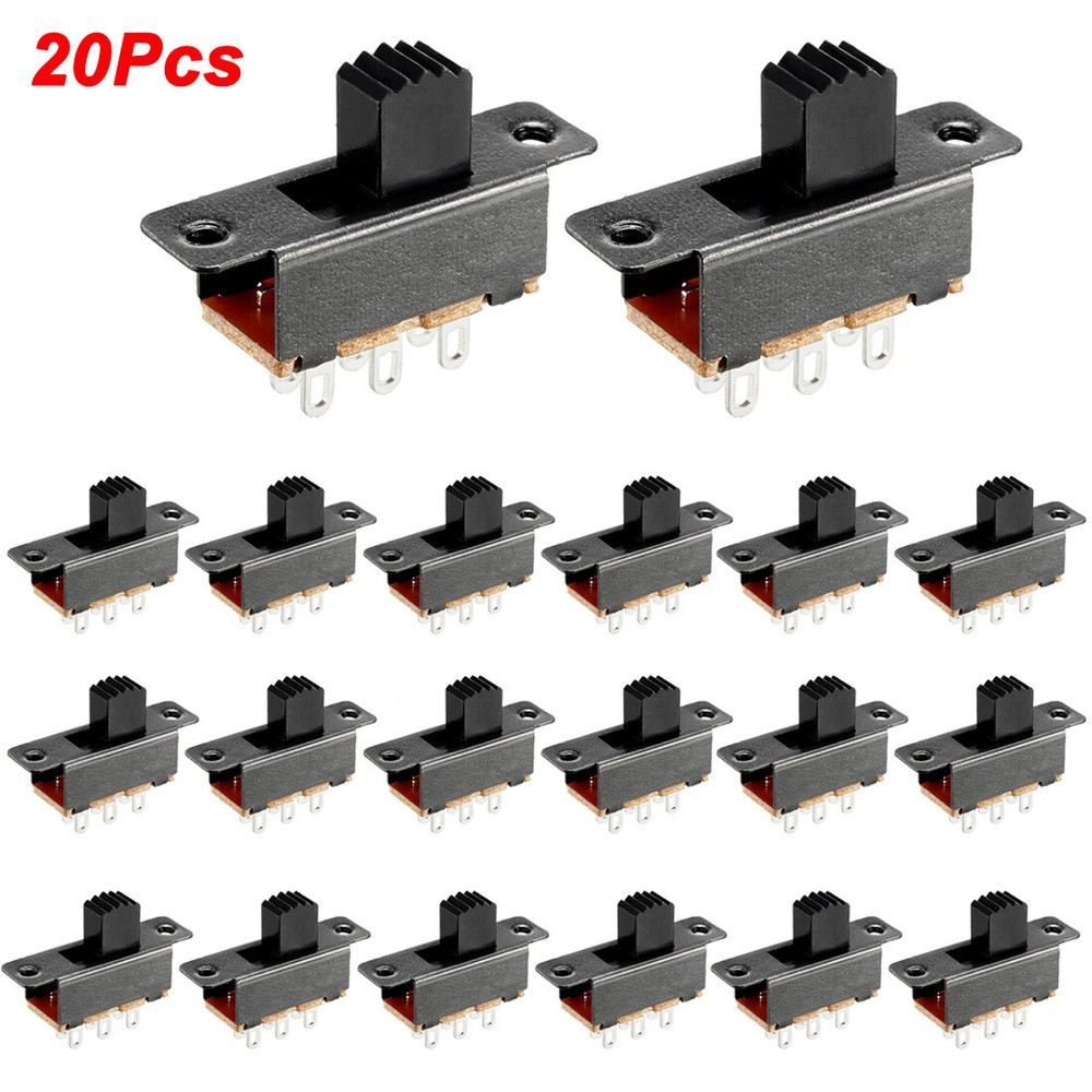 20Pcs 7mm Vertical Slide Switch DPDT 2 Position 6 Terminals PCB Panel Latching