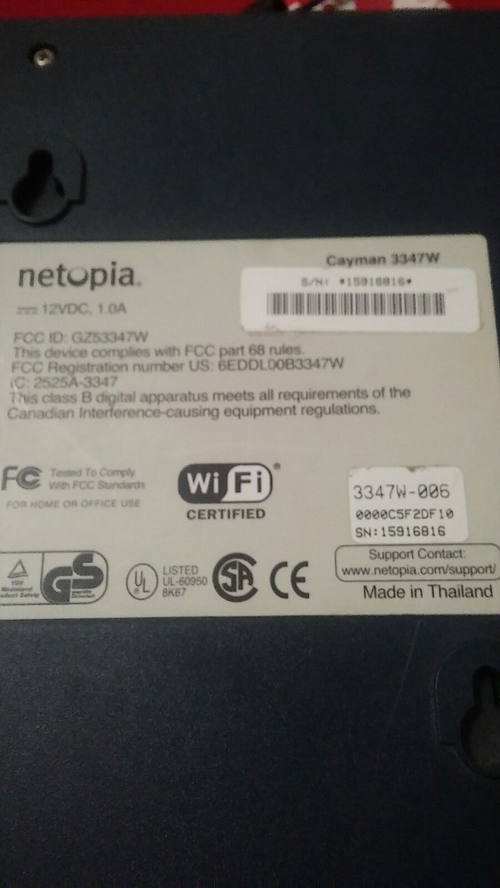 NETOPIA ROUTER , CAYMAN 3347W