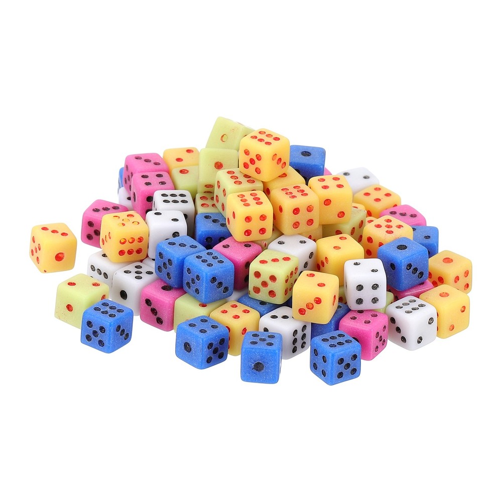 100Pcs Mini Dice, 5mm/0.2" Acrylic Game Dot Square Dice, 5 Colors