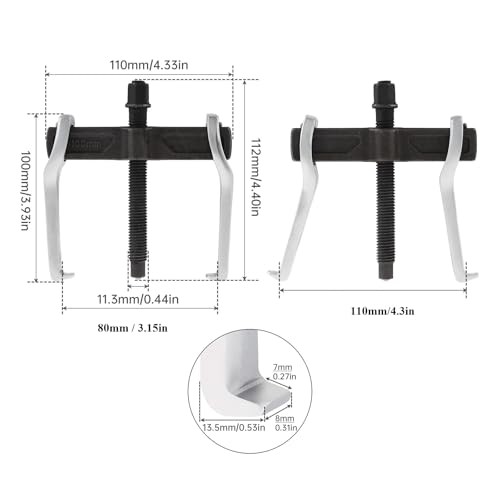 4 Inch CR-V 2-Jaw Gear Puller, Adjustable Bearing Puller Gears, Reversible