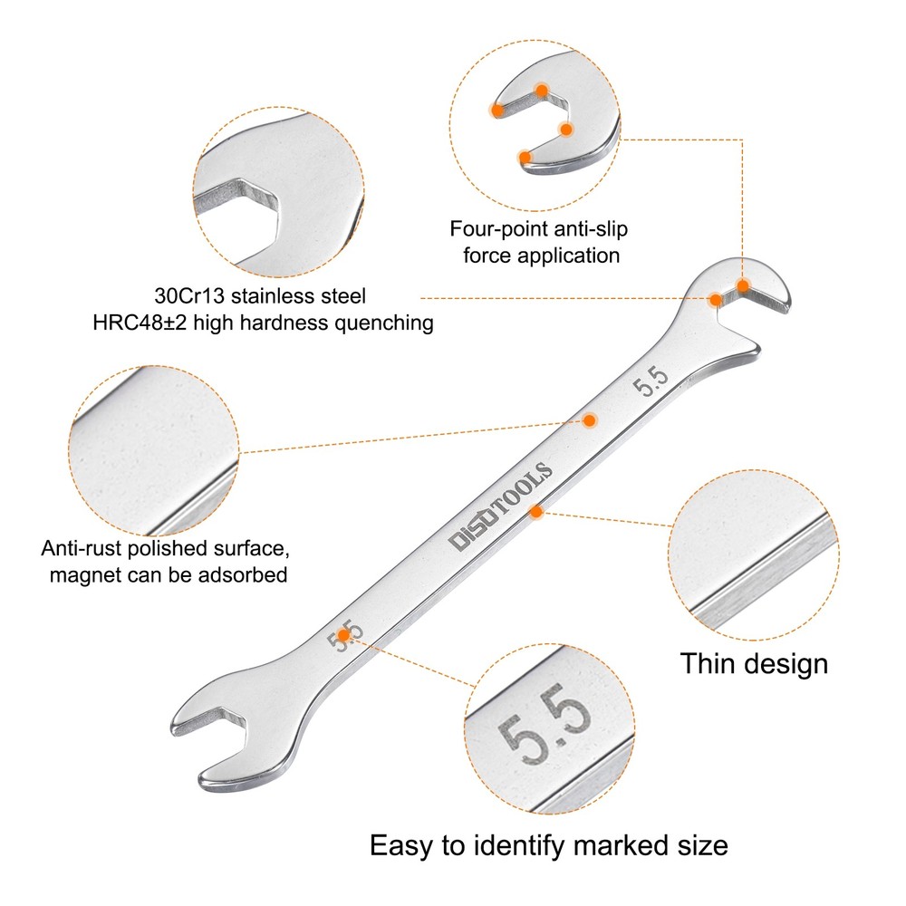 Super-Thin Open End Wrench 5.5mm Metric Angled Open-End Wrench