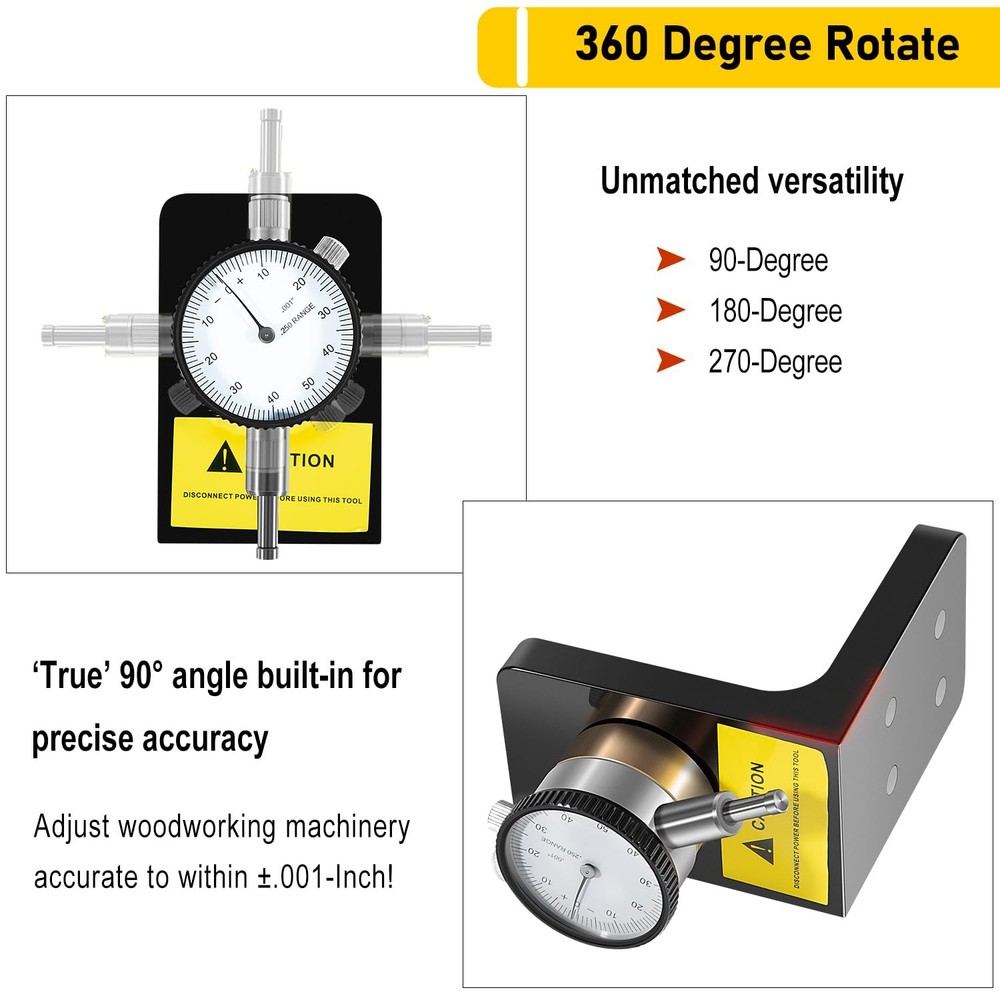 W1218A Dial Indicator 360 Degree Durable Powerful Magnetic Rotacator for Planers