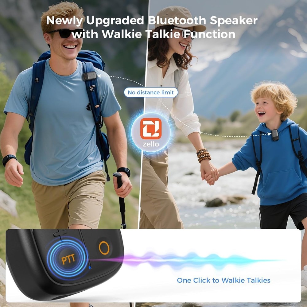 2 Pack Wearable Bluetooth Speaker with Walkie-Talkie Function Based on Zello ...