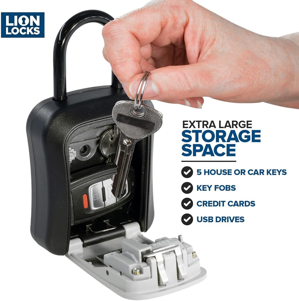 Key Lock Box for Keys with Code, 4 Digit Combination Lockbox for Keys Outdoor, P