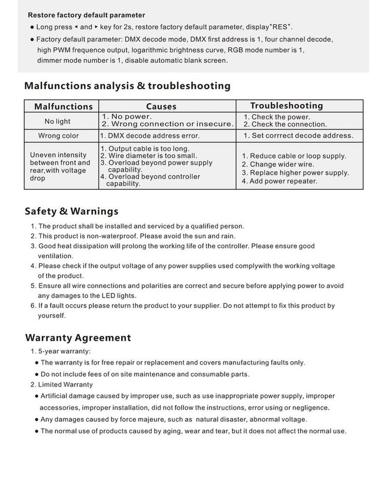 4CH 5A/CH Constant Voltage DMX512 & RDM Decoder RGBW Controller 4 Channel Dim...