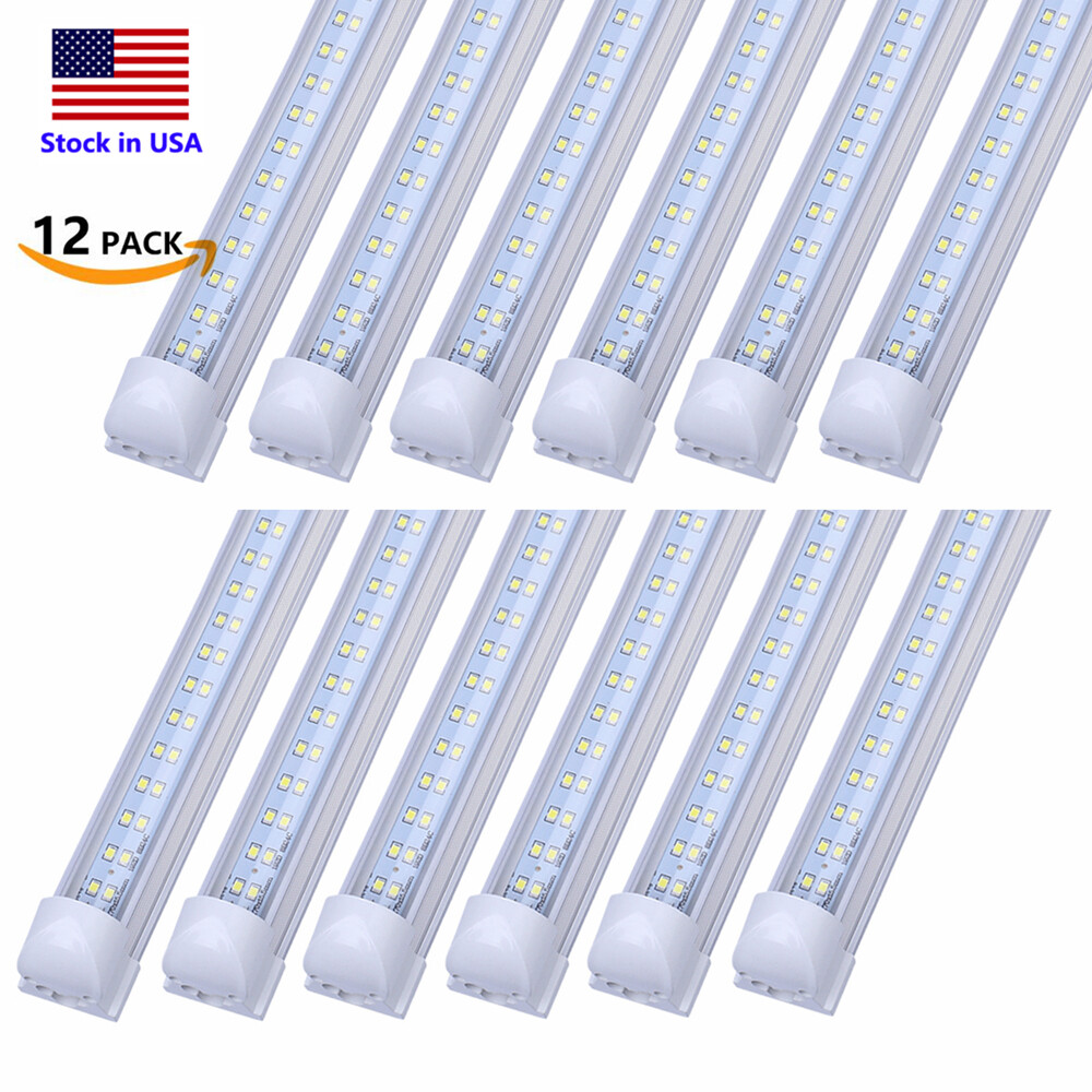 8FT LED Shop Lights Fixture Linkable Ceiling Lights For Garage Workshop 12Pack
