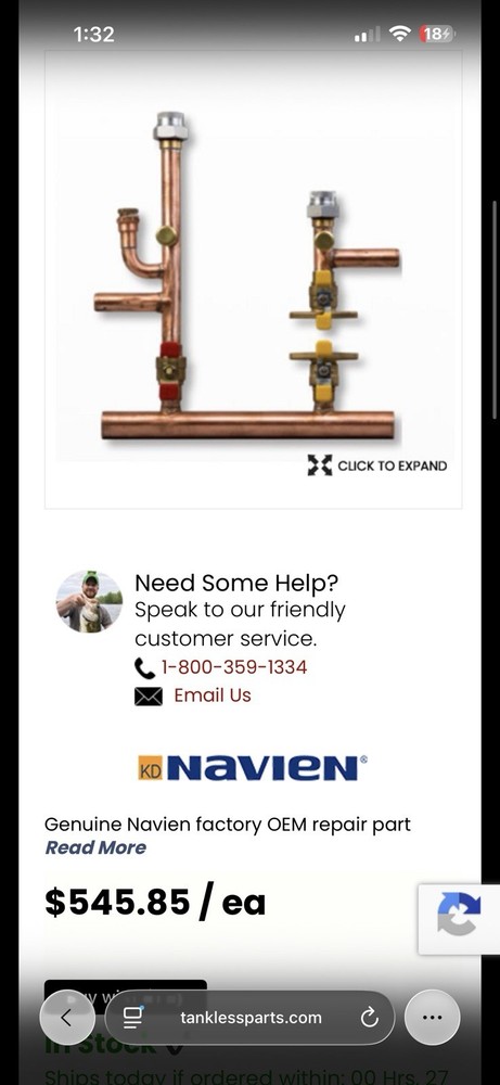 Navien NFB-200H Condensing Gas Combination Boiler 199,000 BTU Wi-Fi Low NOx