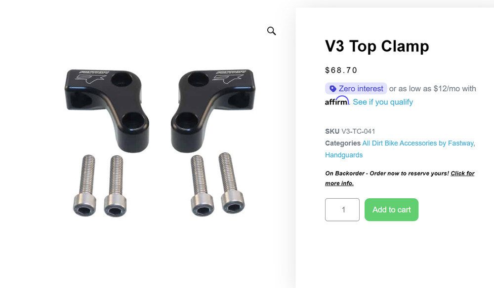 Fastway V3 Top Clamp. V3-TC-041