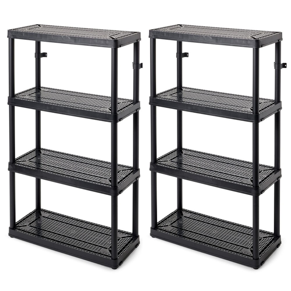 Gracious Living 2 Pack Storage Rack, 4 Shelf Fixed Height Medium Duty Unit, B...