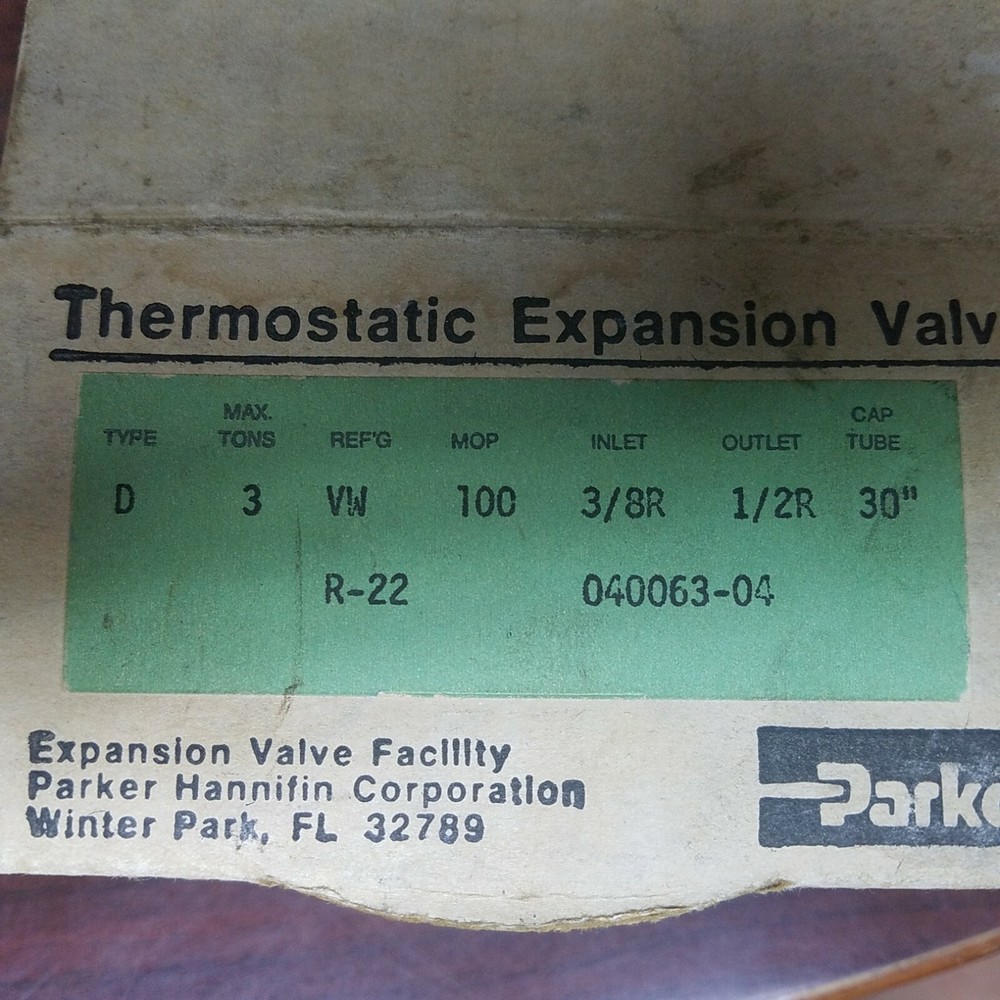PARKER 040063-04 THERMOSTATIC EXPANSION VALVE