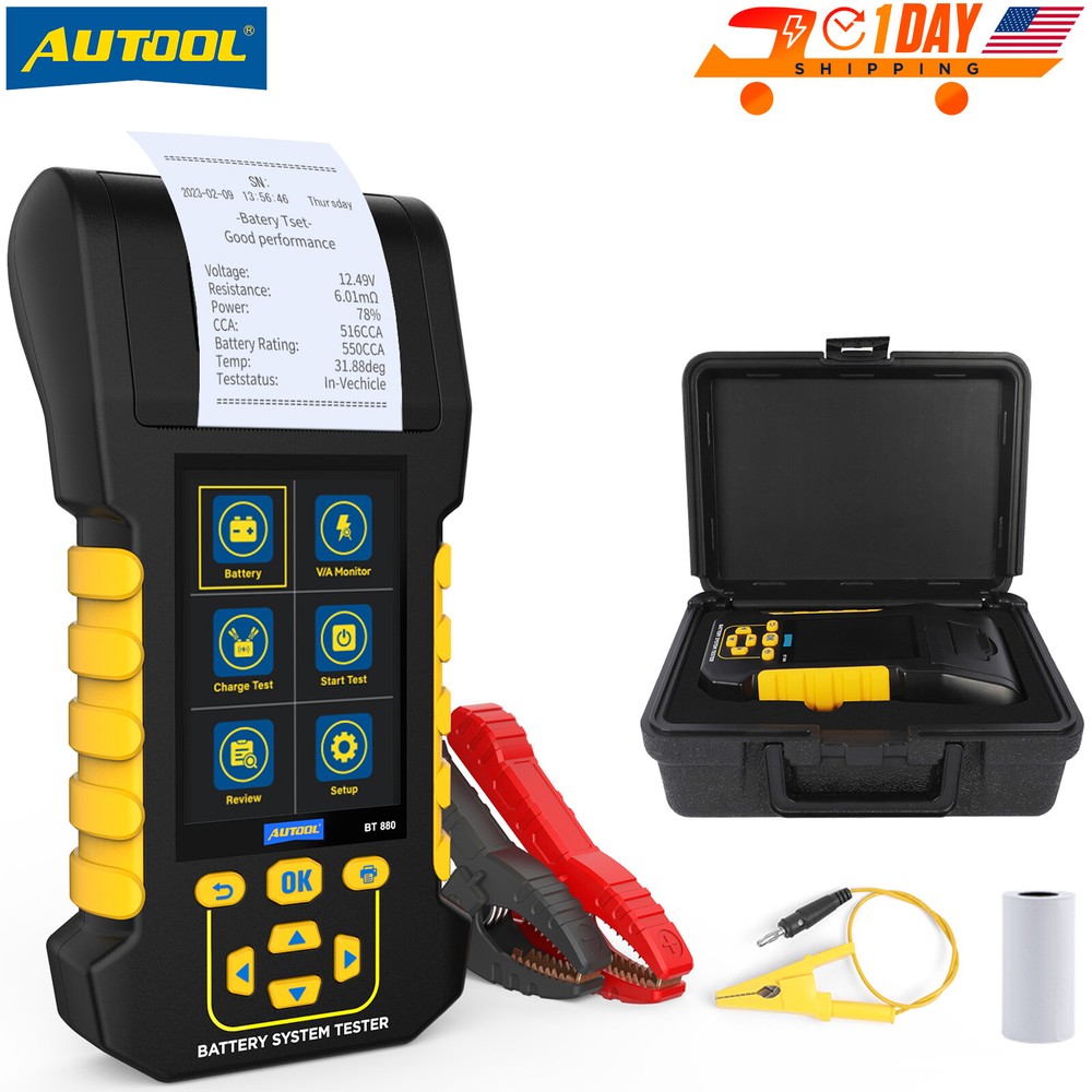 Auto Battery Tester Start Load Leakage Analyzer Data Review 8~30V DC W/ Printer