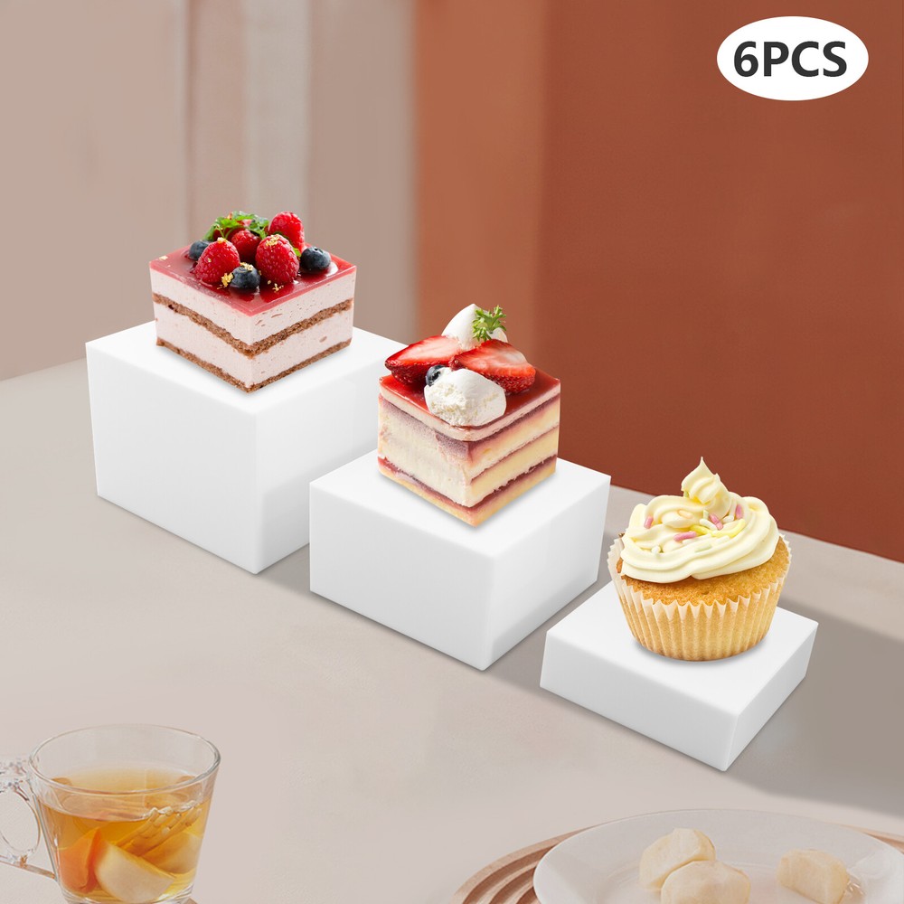 6 Pack Acrylic Cube Display Stands, Food Risers for Buffet Table, Nesting