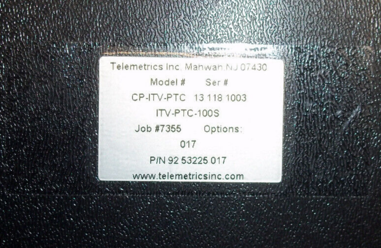 Telemetrics CP-ITV-PTC 100S Opt 17 Camera Control Panel
