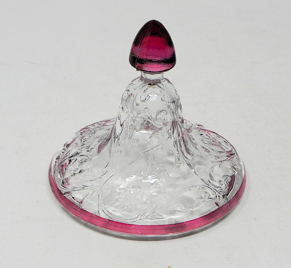 EAPG McKee Glass Ruby Flashed ROCK CRYSTAL Candy Jar with Lid