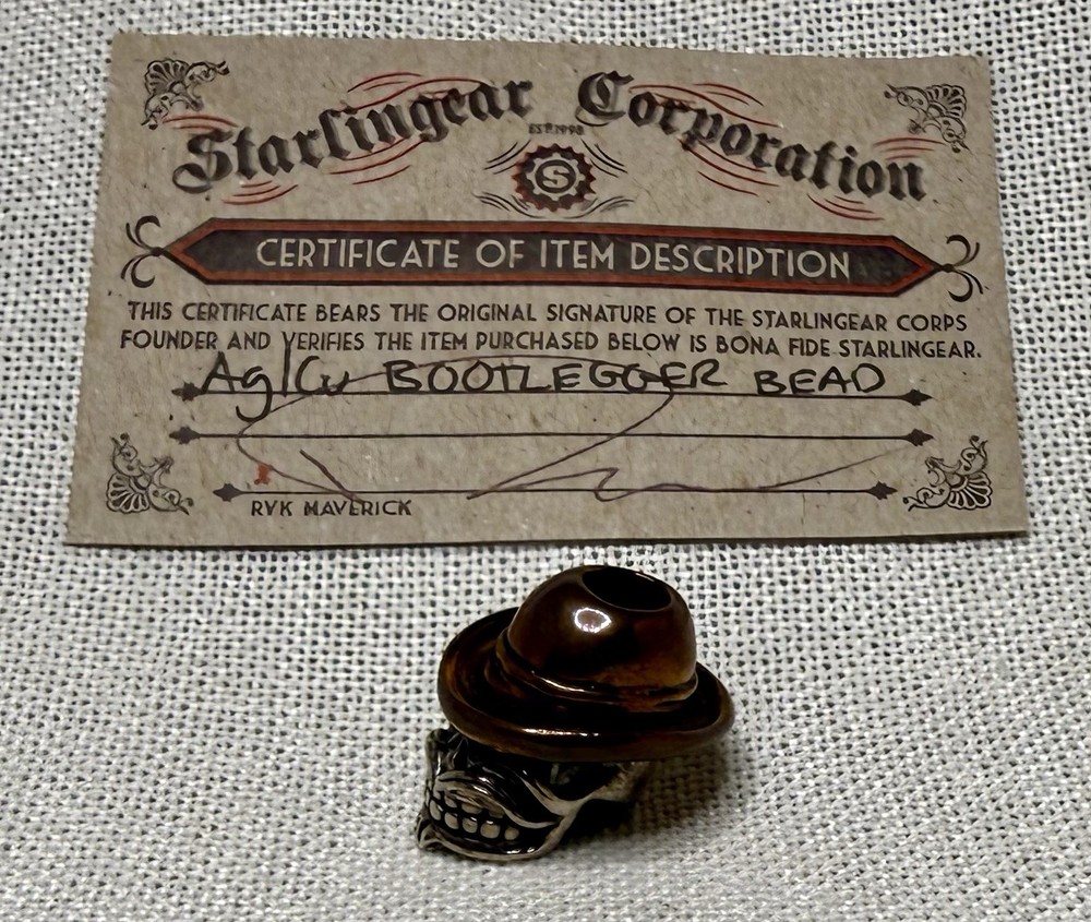 STARLINGEAR BOOTLEGGER BEAD, w/ Certificate Card, Monkey Edge