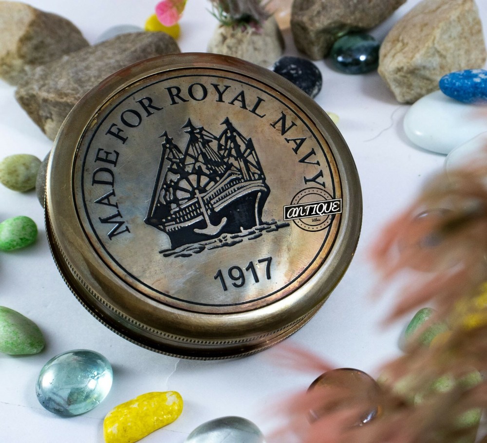 Maritime Gift Nautical Brass Compass Solid Compass Royal Navy Print Dial Marine