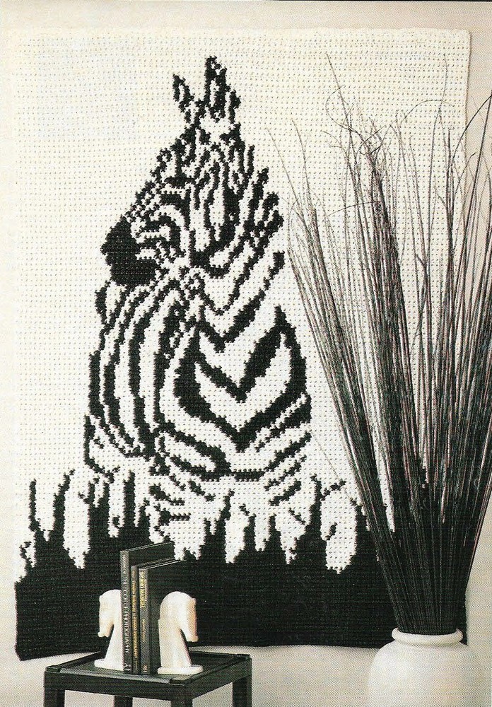 ZEBRA AFGHAN HOME DECOR DIGEST SIZE CROCHET PATTERN INSTRUCTIONS