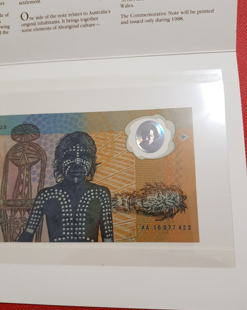 1988 AUSTRALIAN $10 FRASER/JOHNSTON FIRST POLYMER NOTE INV. FOLDER AA 16 077423