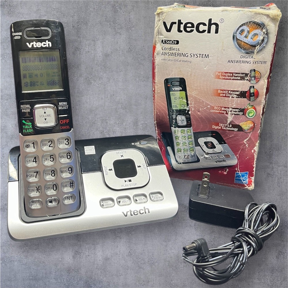 VTech CS6829 Cordless Phone w/ Base & Answering System – Powers On, Untested
