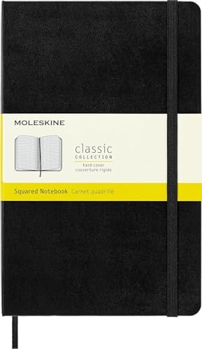 Classic Notebook, Large, Squared, Black, Hard Cover (5 x 8.25)