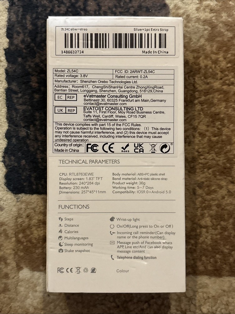 Smart Watch, Model:ZL54C, BLACK