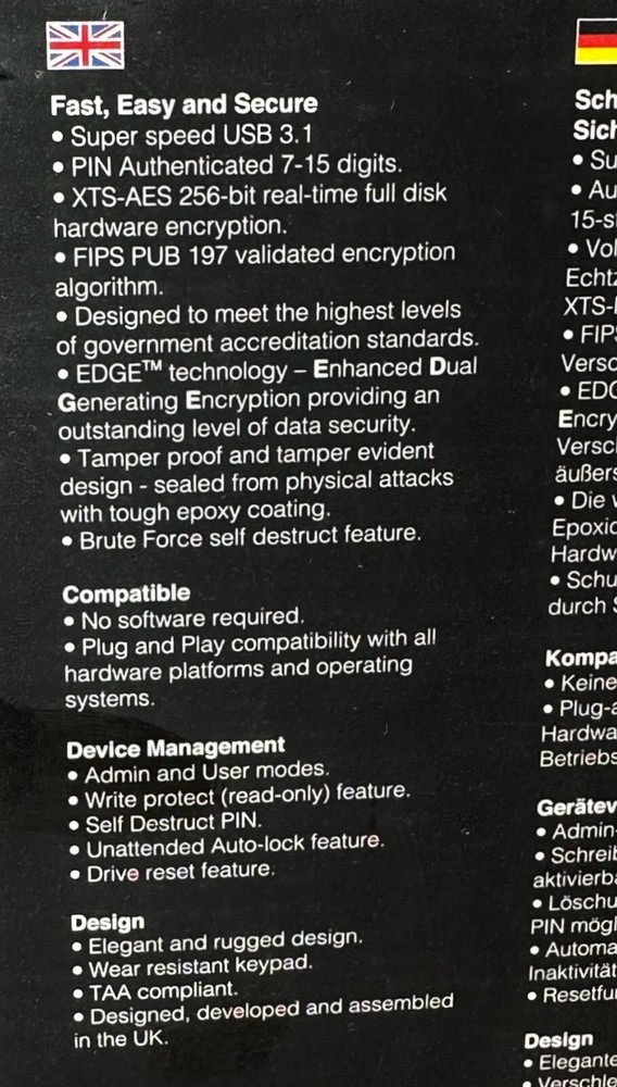 iStorage diskAshur DT2 256-bit 2TB USB 3.1 SECURE ENCRYPTED DESKTOP Hard Drive