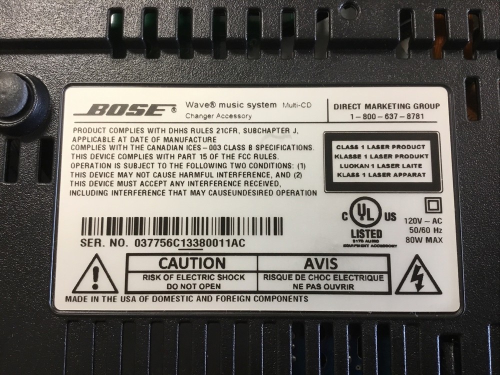 Bose Wave Music System CD AM/FM Radio With Multi 3 Disc CD Changer & Remote