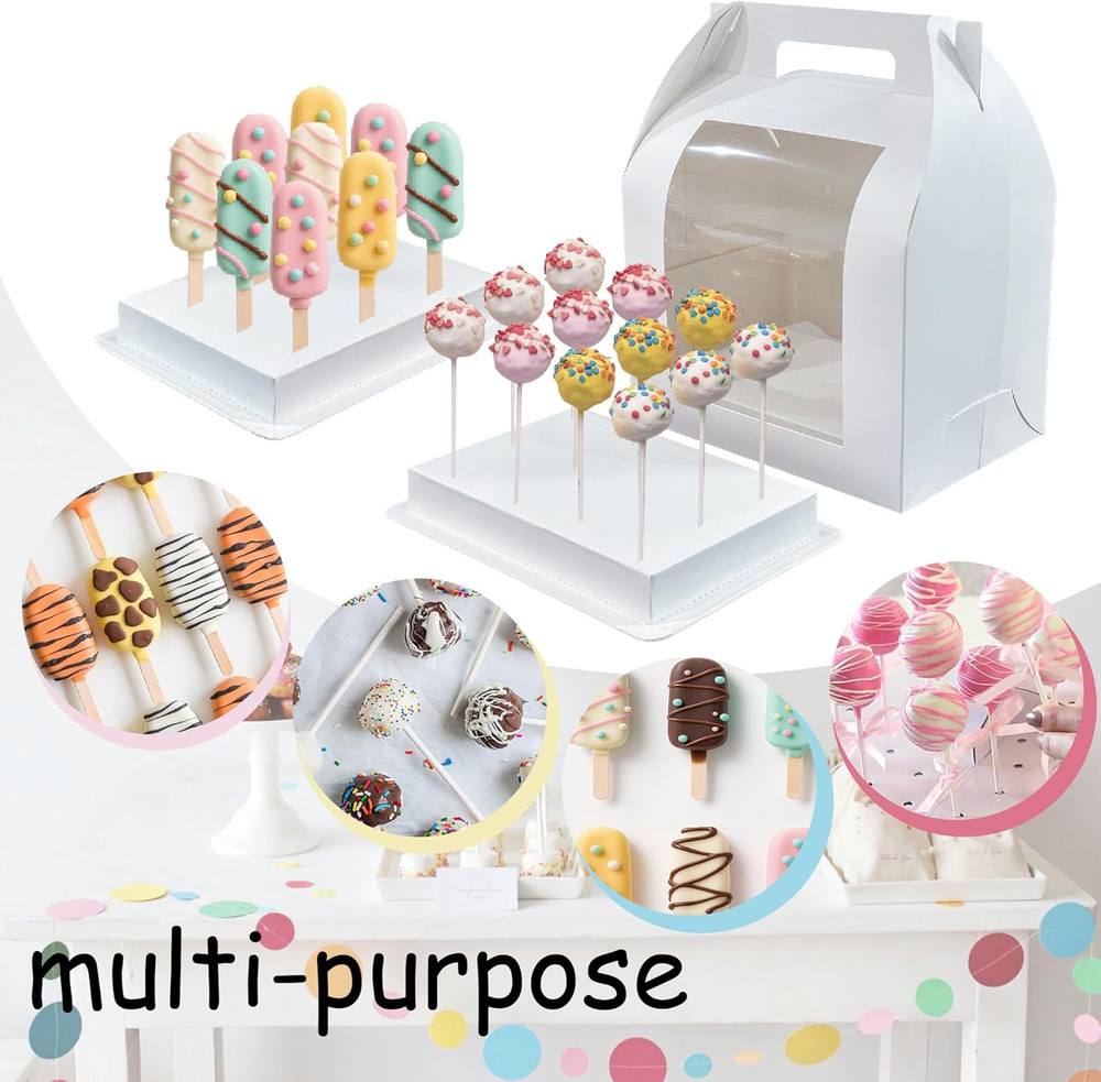 4 Pack Portable Cake Pop Holder Boxes,Cake Pop Boxes Packaging, Cake Pop Display