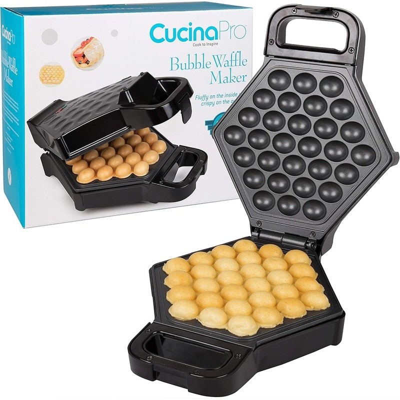 Bubble Waffle Maker Non Stick Egg Waffle Iron W/ Recipe Guide Power Indicator US
