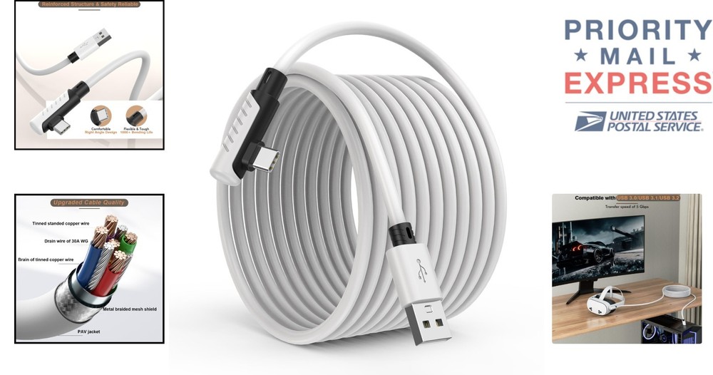 VR Charging Link Cable 16FT Compatible with Meta Quest 3S/Quest 3/Oculus