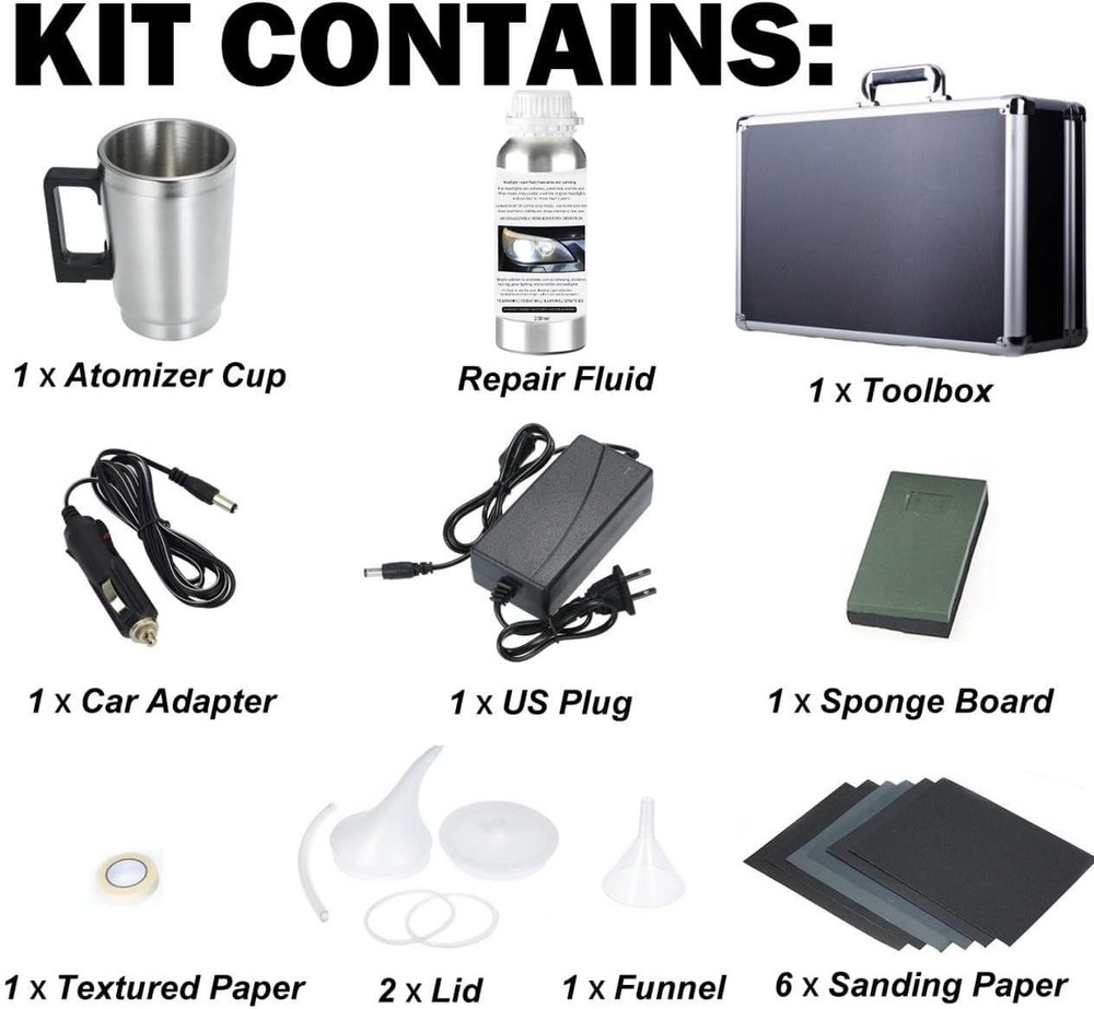 Car Headlight Restoration Kit, Auto Lens Kit
