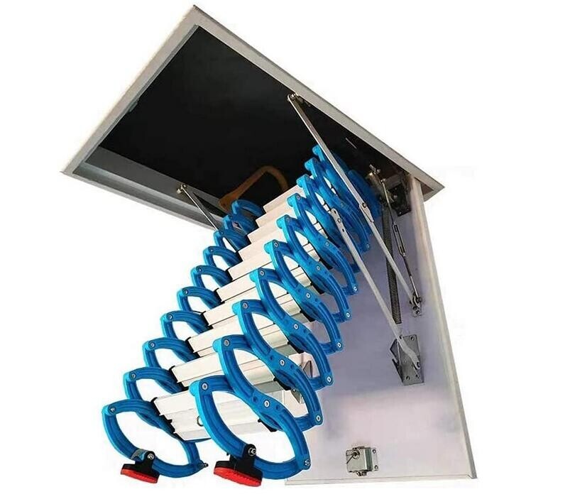 Attic Ceiling Ladder 9.8ft Ceiling Retractable Folding Loft Ladder 12 Pedals US