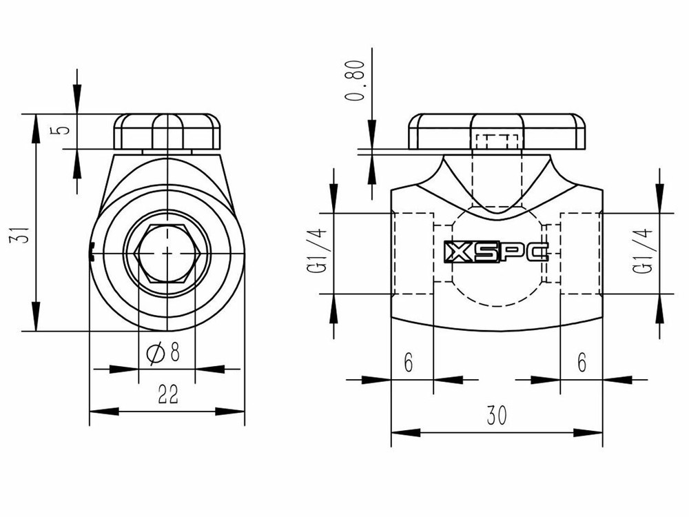 XSPC Ball Valve (Black Chrome) G1/4" Threads