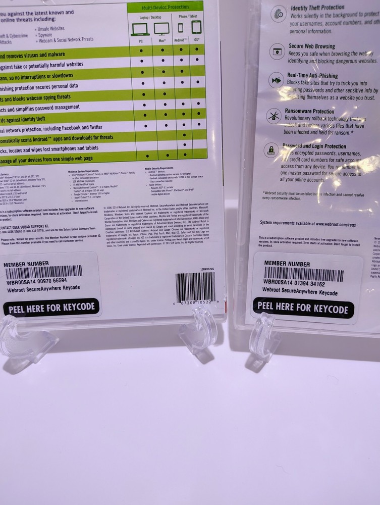 2 New Webroot Secure Anywhere Internet Security 3 Devices for PC/MAC/Mobile/IOS