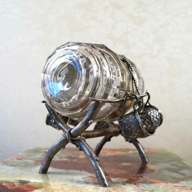 Russian Antique Crystal Silver Barrel