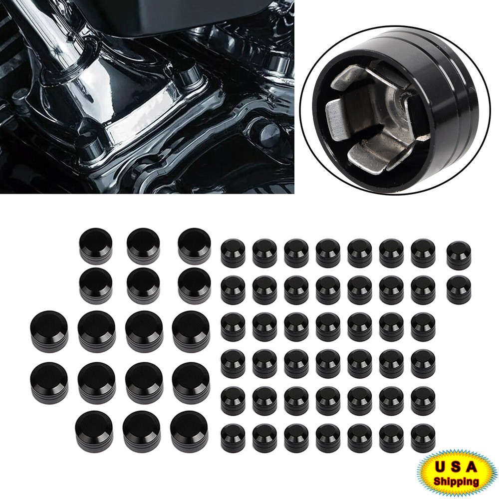 61X Front Engine Bolt Cover Topper Screw Caps Kit For Harley Electra Glide FLHT