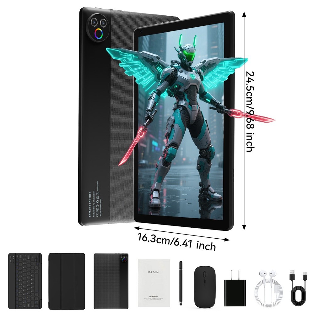 Android15 Tablet 64GB 10.1 in IPS HD Touchscreen Quad Core Processor Dual Camera