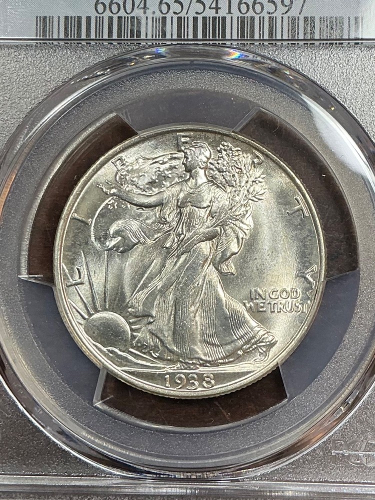 PCGS MS65 1938 WALKING HALF DOLLAR BLAST WHITE BETTER DATE