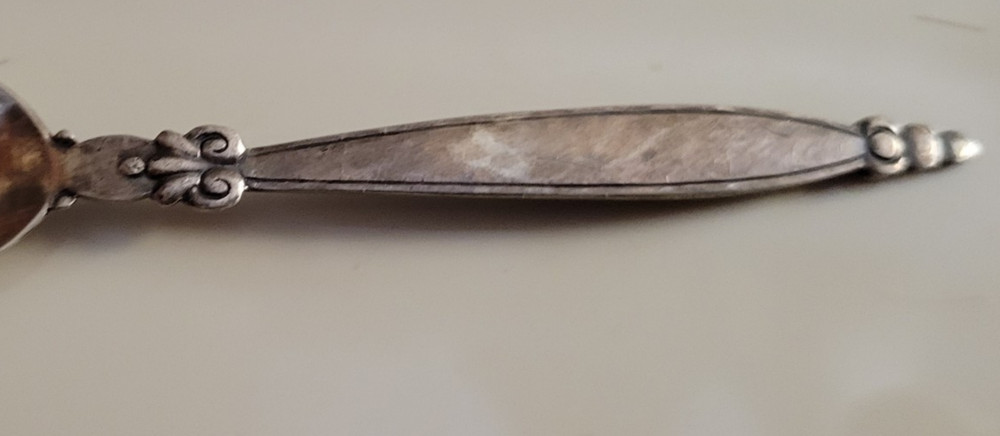 4" Silver Salt Spoon Gorgeous hammered pattern on handle