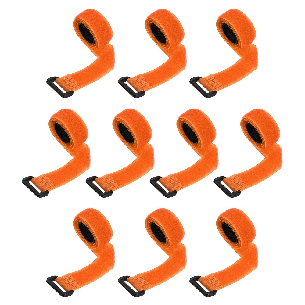 10pcs Reusable Cinch Straps 0.8"x20" Hook and Loop Cable Securing Straps, Orange