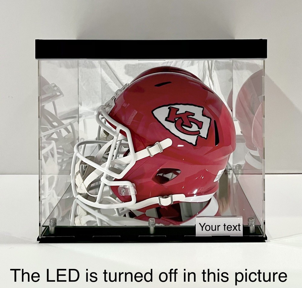 LED Top Light Full Size Football Helmet Display Case W/ Mirror Base & Back