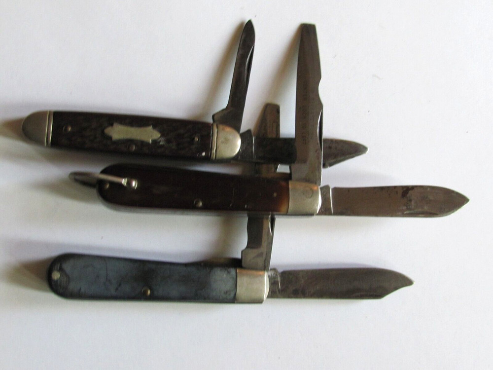 3 OLDER CAMILLUS POCKET KNIVES 2 LINEMAN VERSION