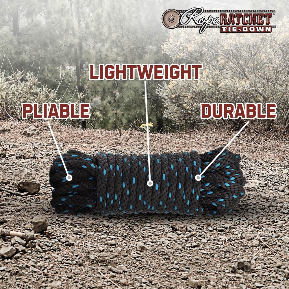 3/8" 50 ft Solid Braided Polypropylene Rope Heavy Duty All Purpose Utility Co...