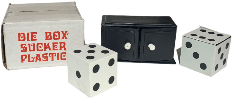 Small SUCKER DIE BOX Magic Trick Comedy Clown Close Up Plastic Dice Vanish Shell