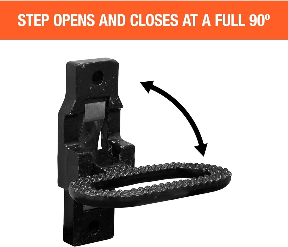 Folding Safety Step & Handle for Trucks RVs with Black E-Coat, 90° Open