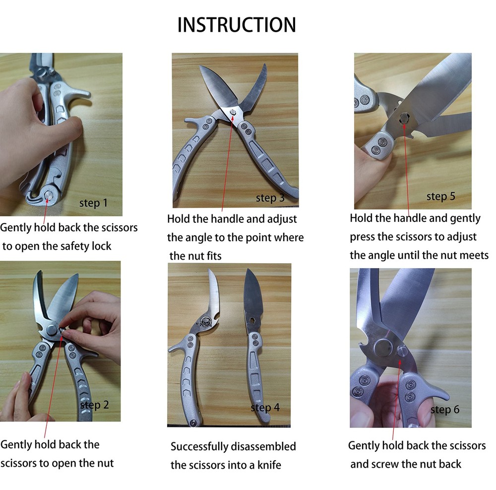Heavy Duty Kitchen Shears Spring Loaded Poultry Scissors Stainless Steel Bone