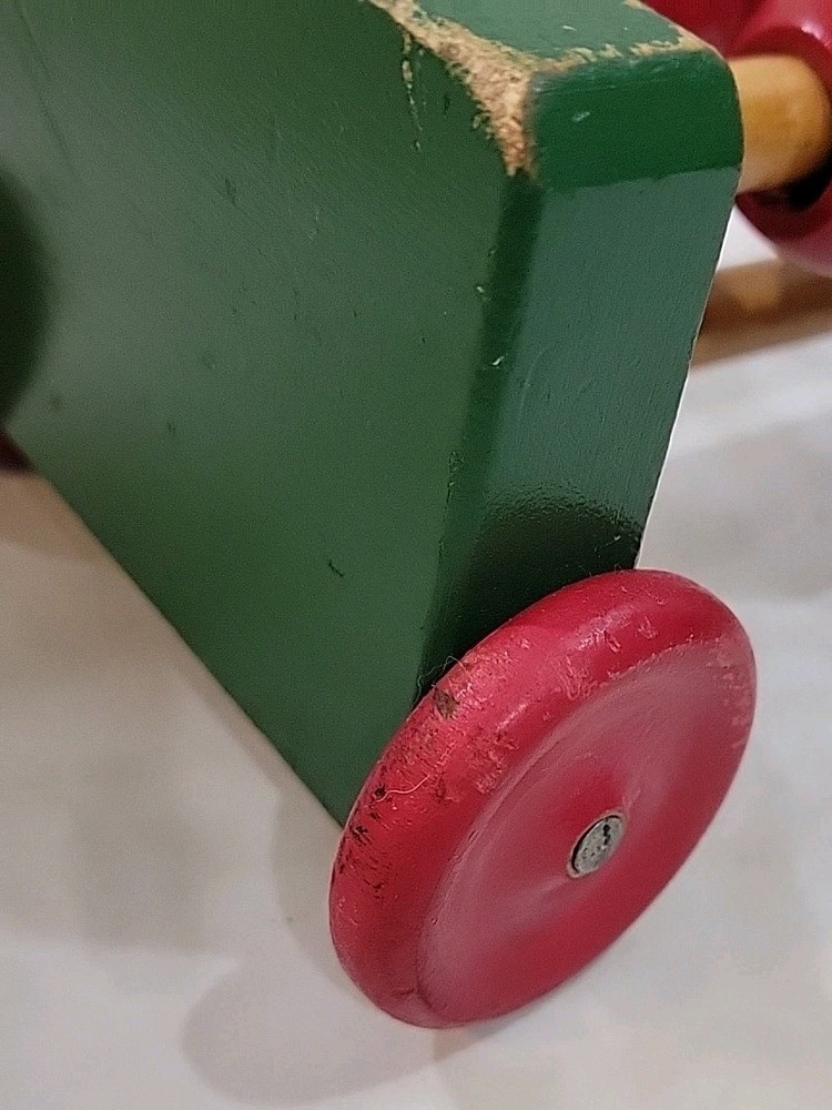 Vintage 1950s "Peg A Way" Wooden Pull Toy A Right Time Toy Missing Pull String